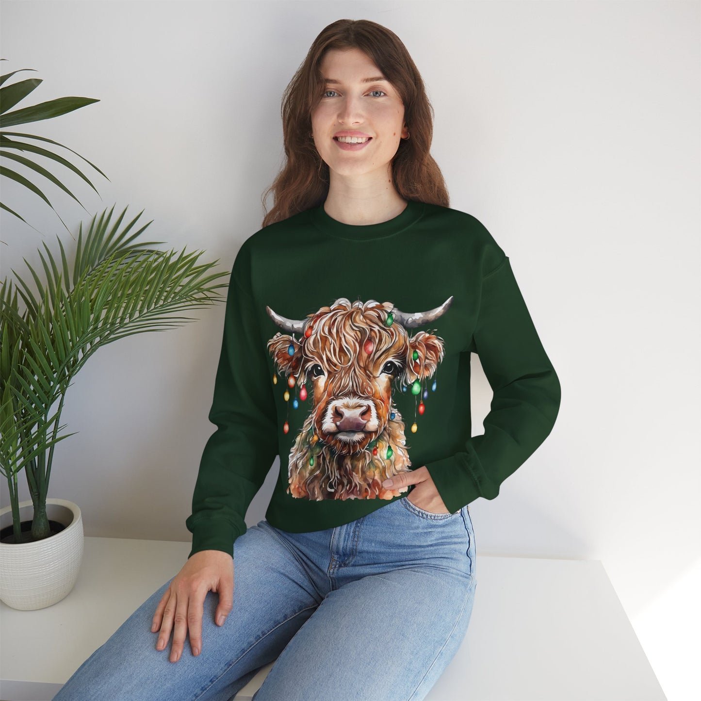 Highland Cow Christmas Unisex Heavy Blend™ Crewneck Sweatshirt