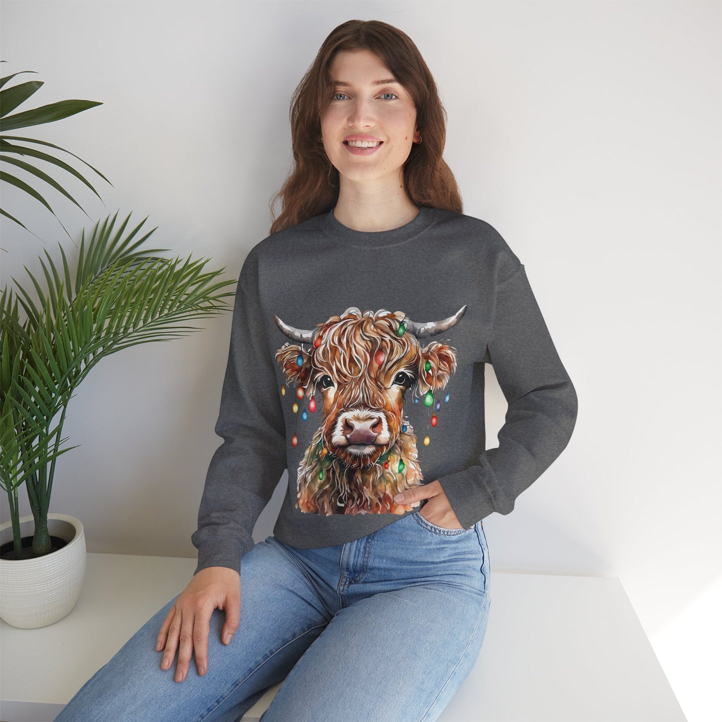 Highland Cow Christmas Unisex Heavy Blend™ Crewneck Sweatshirt