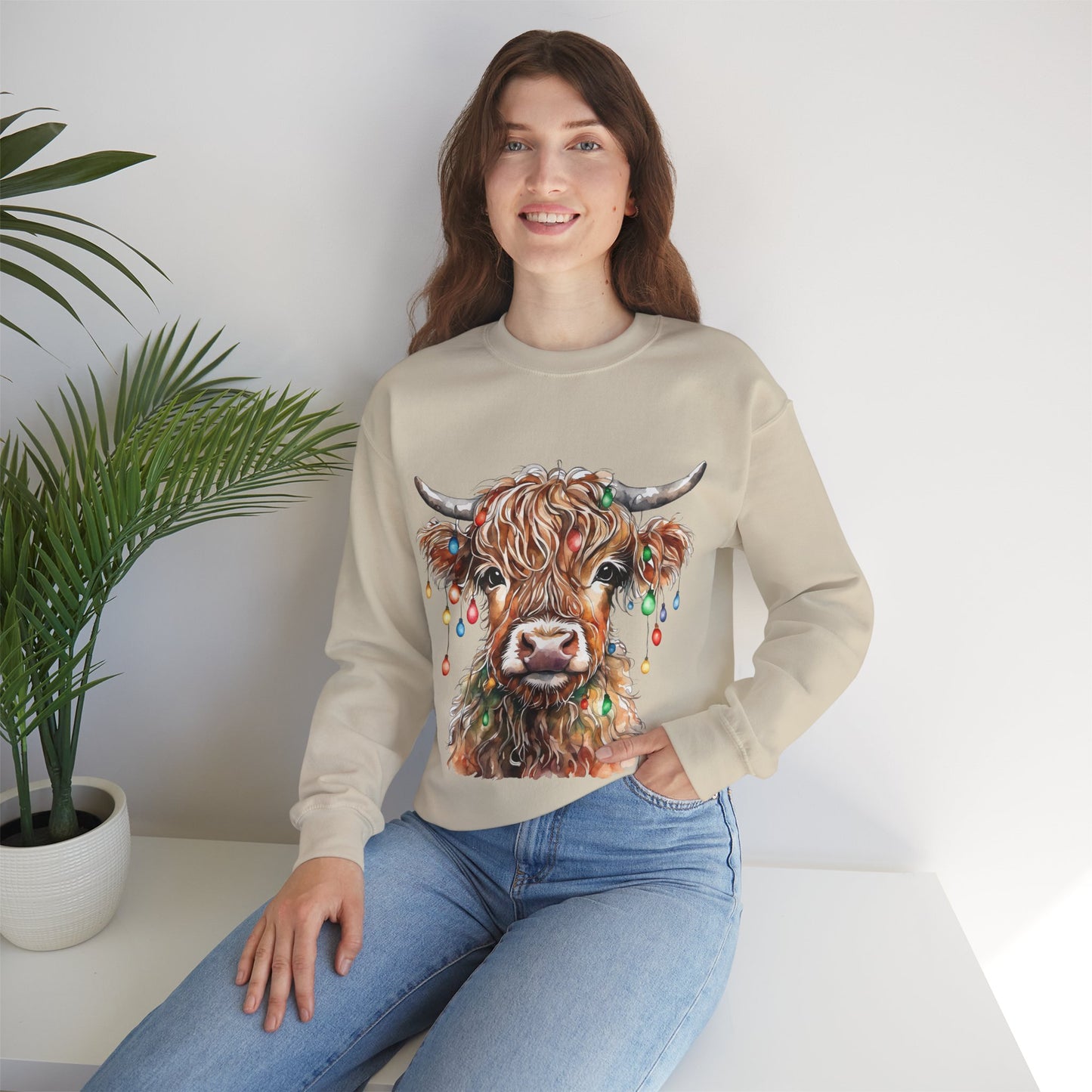Highland Cow Christmas Unisex Heavy Blend™ Crewneck Sweatshirt