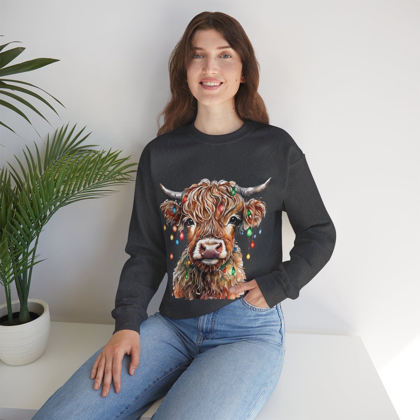 Highland Cow Christmas Unisex Heavy Blend™ Crewneck Sweatshirt