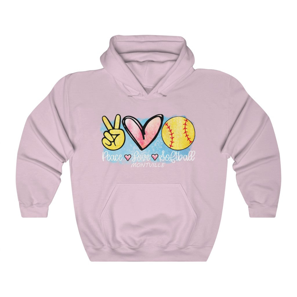 Peace Love Softball Montville Unisex Heavy Blend™ Hooded Sweatshirt