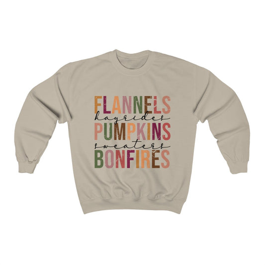 Flannels, Pumpkins, and Bonfires Unisex Heavy Blend™ Crewneck Sweatshirt