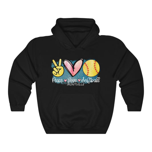 Peace Love Softball Montville Unisex Heavy Blend™ Hooded Sweatshirt