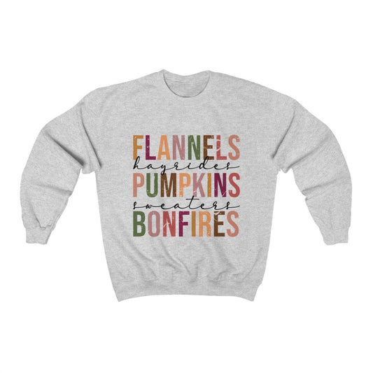 Flannels, Pumpkins, and Bonfires Unisex Heavy Blend™ Crewneck Sweatshirt